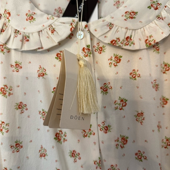 DÔEN Bel Top in Citrus Floral with Ruffle Collar XL NWT - Picture 4 of 6